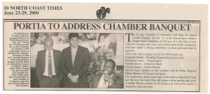146 - Portia to address chamber banquet - North Coast Times - June 23-29, 2000 Joe Joey Joseph Issa Jamaica